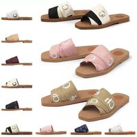 2023 donne pantofole legnose muli di marca piatta sandali sandali di lusso designer designer tela bianca vela nera femmini