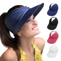 여성 해변 선 바이저 패션 새로운 봄 여름 야외 일요일 모자 모자 순수한 ​​색상 안티 UV 바이저