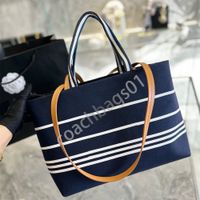 designer handbag summer beach tote bag Stripe Navy Denim Sho...