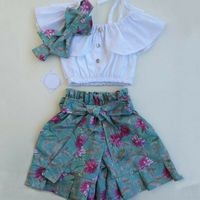 의류 세트 Pudcoco 유아 아기 여자 꽃 의상의 옷의 옷 tshirt topsshorts 바지 3pcs 세트 230418