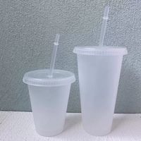 24oz Clear Cup Plastic Mugs Transparent Tumbler Summer Reusa...