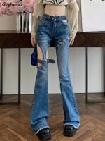 Women' s Jeans Y2k Flare Women Hollow Out Vintage Ins Ch...