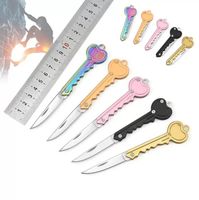 Dobrar mini -formato de coração anéis de defesa chaveiro pingente de bolso de sobrevivência ao ar livre faca para mulheres para mulheres 9 cores