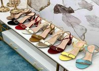 Klasik Bayanlar Sandalet G Marmont Metalik Deri Highmidheel Düz Sandal Tasarımcı Plus Moda Seksi Günlük Elbise Eleg3371734