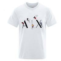 Erkekler Tişörtler 2023 Beyaz Tişörtler Erkekler Balta Mektubu Baskı Sokak Giyim Hip Hop Unisex Giyim 100 Pamuklu Gündelik Büyük Boyut Yuvarlak Boyun Kısa Sleev 230421