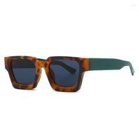Солнцезащитные очки модные квадратные женщины роскошные ретро -дизайнеры бренд -дизайнеры мужчины в тренде леопардовые зеленые солнце