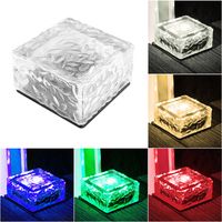 LED Ice Cube Lights, lawn lamp Solar Brick Light, 4led 100mm frosted Glass LED Landscape Light Square, for Outdoor Pathway patio yard warm white garden camping