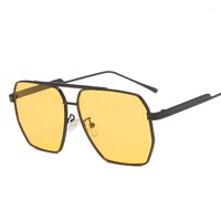 Солнцезащитные очки мода металлическая двойная лучевая квадратная квадратная тонкая рама женские модные мужчины солнцезащитные очки дизайнер