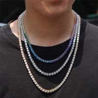 Punk Diamond Designer Necklace Colorful AAA Zirconia Mens Te...