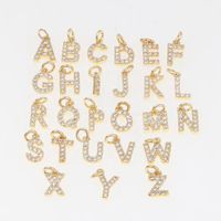 Cristal de zircônia cúbica de latão DIY 26 encantos de cartas Pingentes para mulheres Bedring Jóias Acessórios para jóias 9,6*5,5mm