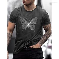 Herren-T-Shirts Übergroße hochwertige Mode Herren-T-Shirt Y2k Schmetterling Strass Designer Kurzarm-Oberteile Moto Freizeitkleidung