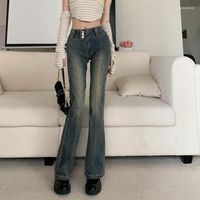 Damen Jeans Streetwear Hohe Taille Vintage Slim Fit Schlaghose 2023 Unterteile Mode Koreanische Hose Pantalon Femme Y2k Kleidung