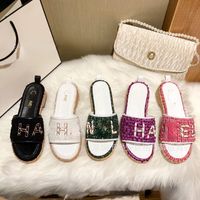 Brand Colorful Woven Slippers for Women Thick Soles Embroide...