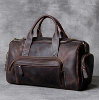 Duffel Väskor Fashion 2023 Märkesdesigner Business Trip Travel Bag For Man Outdoor äkta lädersko duffle manlig kaffe svart
