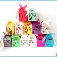 Confezionamento regalo taglio cavo sposa sposa scatole di caramelle scatola di cioccolato di matrimonio con bomboniere a nastro drop consegna giardino festivo s dhqjw