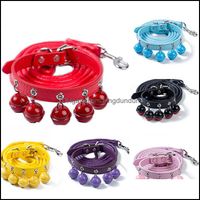 Cat Collars Leads New Cute Solid Color Bell Collar Jewelry T...