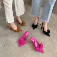ارتداء الأحذية الصيفية العلامة التجارية الصيفية للنساء Slingback Fashion Bow-Bow-stnot مدببة على إصبع القدم على السيدات المضخات الأنيقة 230201