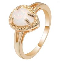 Anelli di nozze anelli bianchi e rosa Opal Gioielli Oro Colore oro Significato Love Heart Couple for Women Fashion Bands Bridal