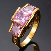 Anelli di nozze di lusso femmina rosa cristallo zircone anello