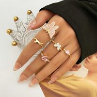 Anelli di nozze Vienkim Vintage Crystal Love Butterfly Set for Women Letter Geometric Knuckle Ring Degy Gioielli Regali