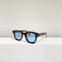 Okulary przeciwsłoneczne 2023 Gęsta gęsta octan mężczyźni marka projektant okrągłe okulary przeciwsłoneczne dla kobiet uv400 odcieni mężczyzna