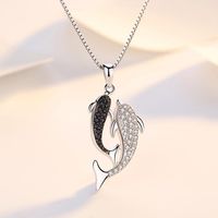 Цепи Реал 925 стерлинговых серебряных ювелирных украшений хрустальный дельфин цепь подвески