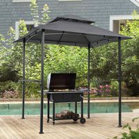 Outdoor BBQ Grill Gazebo 8 x 5 Ft Shelter Tent Grey Double T...