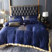 Set di biancheria da letto designer di lusso Copertina piumone Cestino con le letti di dimensioni matrimoniali Fecioni di cotone Blue Designer Set di trapunte
