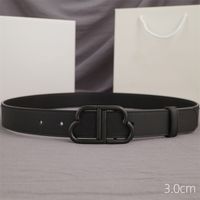 Damas cinturón de lujo Cinturón de cuero genuino Cinturones de letras para mujer Cinturón de moda para hombre 3.0 cm de ancho Black Wistand