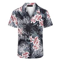 럭셔리 디자이너 남성 셔츠 패션 기하학적 인쇄 셔츠 하와이 꽃 캐주얼 셔츠 남자 슬림 핏 짧은 슬리브 품종