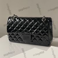 Womens Patent Leather Classic Double Flap Bags Black Clutch ...