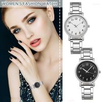 Armbanduhrenbeobachte Frauen 2023 Mode Luxus einfache Stahlband Ladies Big Dial Quartz Takt Armband Set Reloj MujerWristwatches HECT22