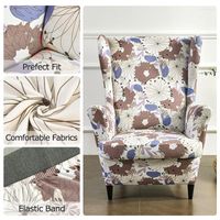 Chair Covers Printed Wing Back Cover Stretch European King W...