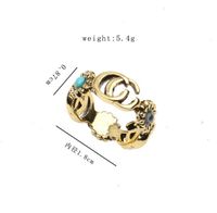 8style 18k Gold Plaked Letter Band Anelli per maschile Designer Designer Brand Letters Turquoise Crystal Metal Daisy Ring Gioielli