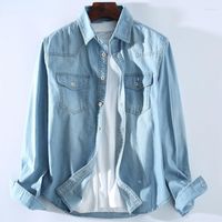 Camicie casual maschili da uomo Shirt in jeans maschile 2023 Cotton Cotton Cottboy a maniche lunghe Maschi Brand Black Black Blue Blue Blue Blue