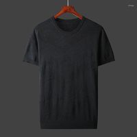 Camisetas para hombres 2023 camiseta de verano de verano mangas cortas suéter de color sólido para hombres jirones de cuello de cuello de cuello de ojo gruesos camisetas d90