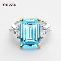 Solitaire Ring OEVAS 100% 925 Sterling Silver Sparkling 10*1...