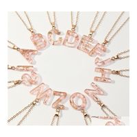 Подвесные ожерелья на заказ Наименование начальное ожерелье прозрачное розовое акрил для женщин -ювелирных изделий.