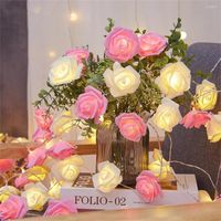 Stringhe a batteria a carico a led fiori a fiore di rosa luci bouquet artificiale ghirlanda per la decorazione del matrimonio di San Valentino