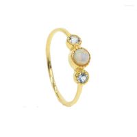 Küme halkaları varış şık moda 925 STERLING Gümüş Kadınlar Yüzük parmak takı Altın Renk Kristal Opal Ringscluster Brit22