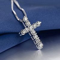 Подвесные ожерелья роскошные женские кросс -ожерелье моды свадьба для женщин Классический серебряный цвет циркон камень каменные галлеции