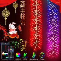 Строки Умная светодиодная фейерверка светлая полоса DIY RGBIC App Remote Bluetooth Lamp Music Rhythm за 2023 год рождественский домашний декор