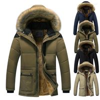 Men' s Jackets Winter Men Fleece Hooded Coat Fashion Bra...