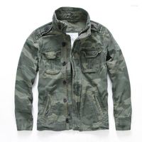 Erkek ceketler Erkek Camo Ceket Sıradan Giyim Sonbahar Savaş Kalın Denim Erkekler Genel Yeşil Askeri Kış Kamuflaj Erkek Pamuk Boyut