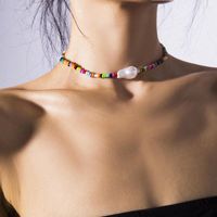 Choker Bohemian Colorful Acrylic Bead Irregular Pearl Neckla...