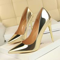 Elbise ayakkabıları bigtree gümüş altın bayan pompalar parlak metalik yüksek topuklu stilettos kadın ayakkabı düğün lüks güzel topuklu ayakkabılar boyutu 34-43 g230130