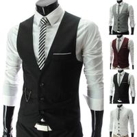Men' s Suits Blazers Fashion Men Vests Waistcoat Solid C...