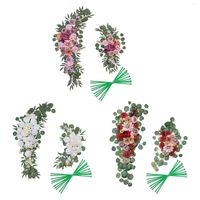 Dekorativa blommor bröllop båge siden konstgjord swag blomma girland för festceremoni dekor prydnad