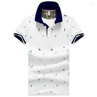 رجال Polos Summer Summer Summer Sleeve Polo Derts Men Print Tops Slim Fit Streetwear Treasable Disual Business Golf Golf Clothing