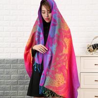 Lenços lenços coloridos de algodão Bufanda Plus Size Pashmina Sconst for feminina requintada jacquard pavão eacharpes hijab mantilla